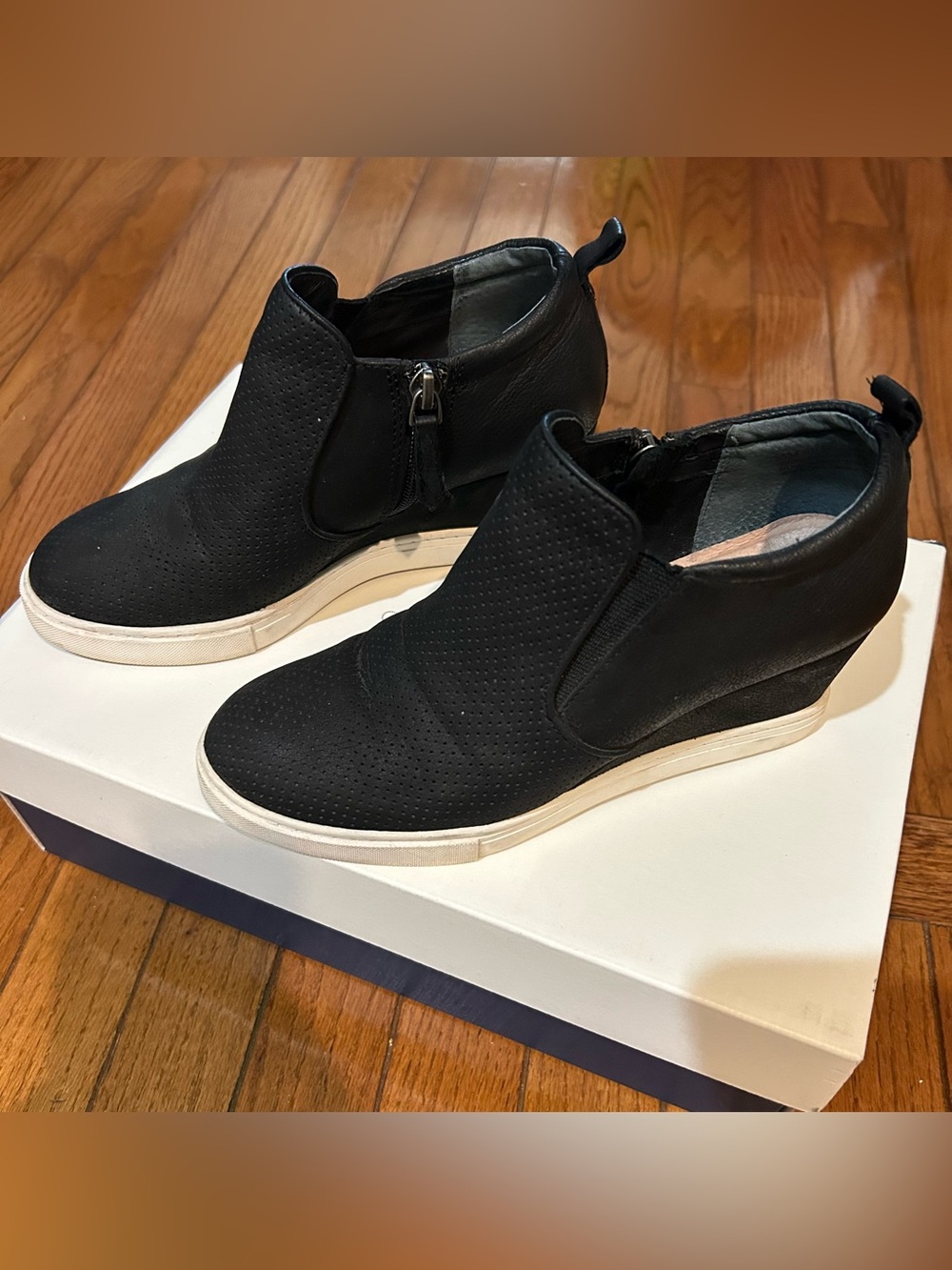 Black Slip-On Wedge booties